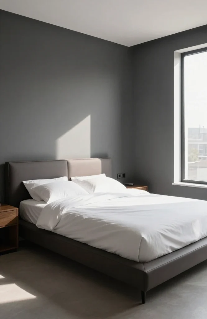 Image illustrating: 18. Charcoal Gray as the Full-Room Color — from the article "25 Men’s Bedroom Ideas"