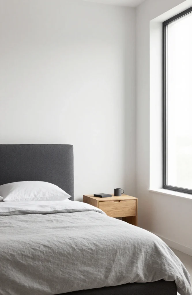 Image illustrating: 2. Commit to a Neutral Palette with One Texture Anchor — from the article "25 Men’s Bedroom Ideas