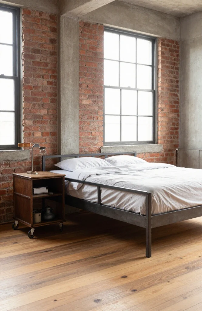 Image illustrating: 9. Source One Authentic Industrial Element — from the article "25 Men’s Bedroom Ideas"