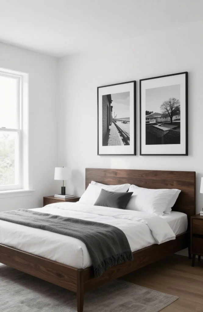 Image illustrating: Black and White Photography — from the article "25 Men’s Bedroom Ideas"