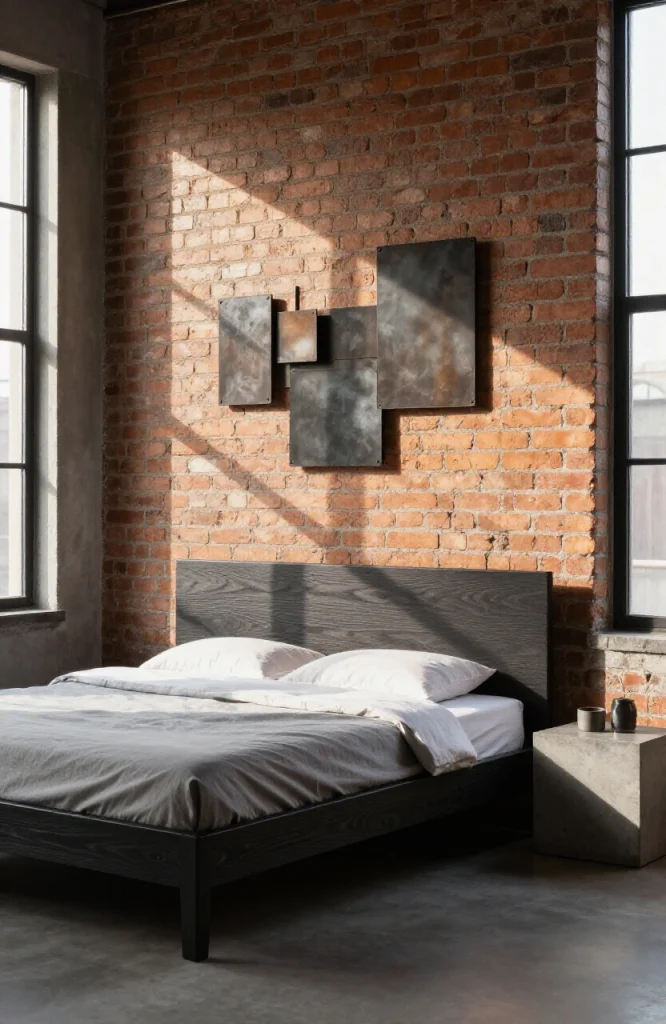 Image illustrating: Metal Wall Art for Industrial Spaces — from the article "25 Men’s Bedroom Ideas"