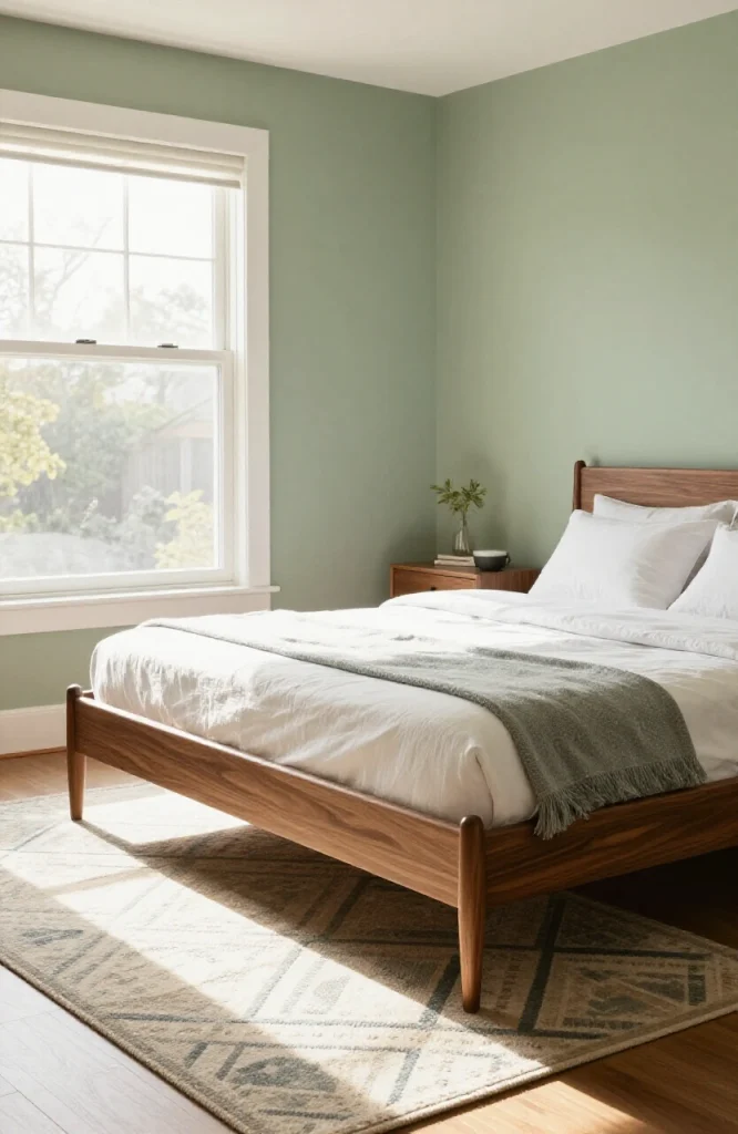 Mid-Century Modern Sage Green Bedroom
