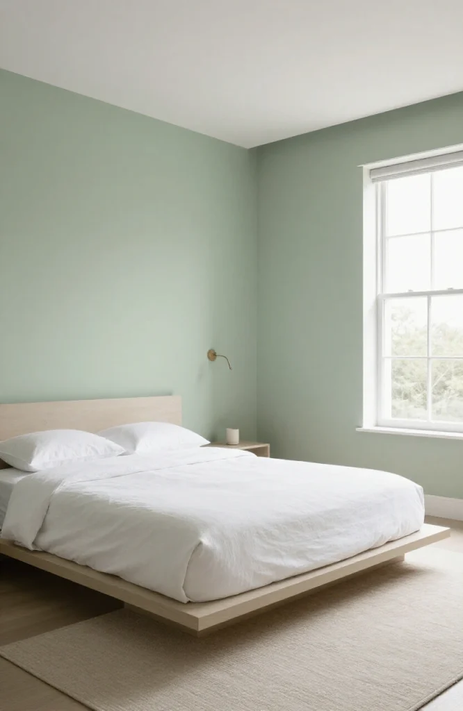 Modern Minimalist Sage Green Bedroom