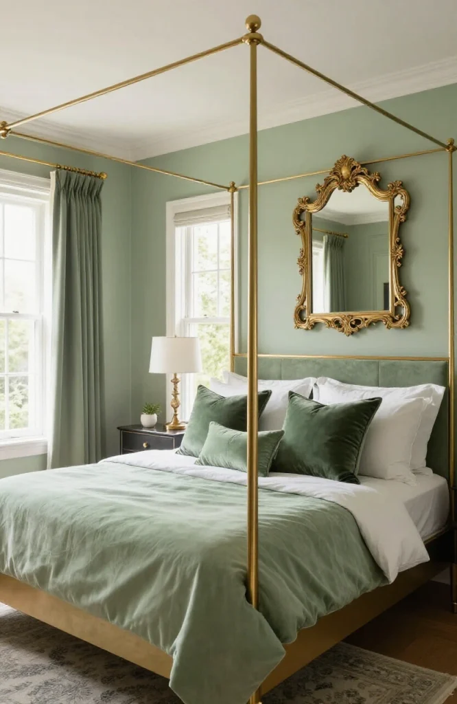 Elegant Sage Green Master Bedroom
