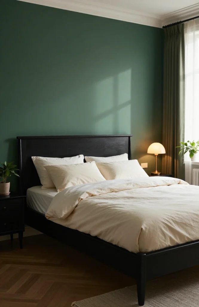 Dark Sage Green Moody Bedroom
