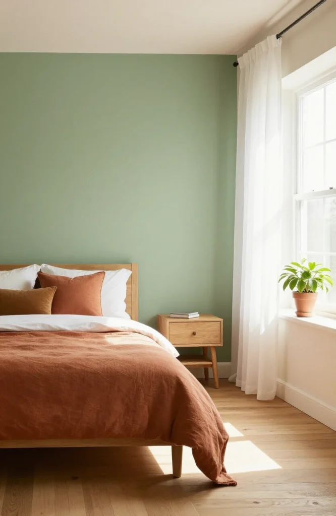 Sage Green and Terracotta Bedroom