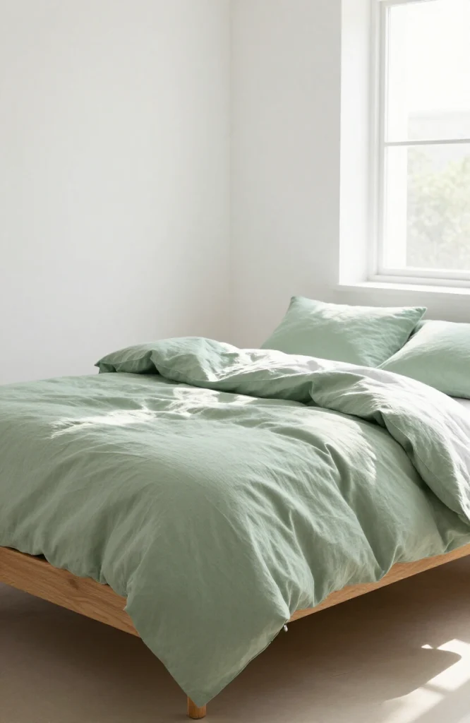 Sage Green Linen Duvet and Bedding Set