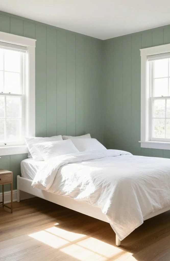 Sage Green Board and Batten Wall
