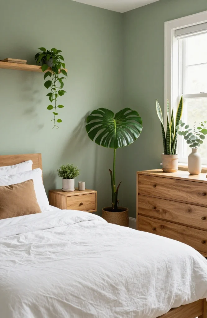  Sage Green with Houseplants
