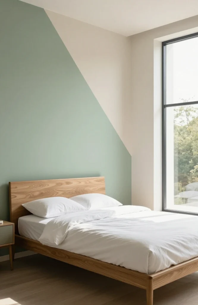  Diagonal Half-and-Half Sage Green Wall