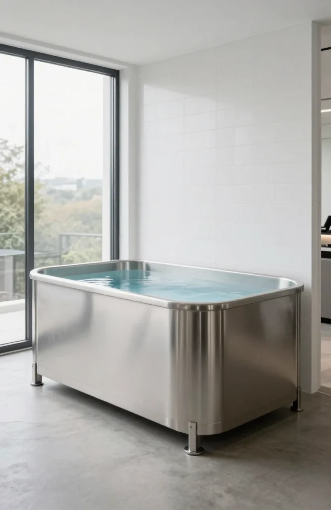 Dedicated cold plunge pool designed for post-workout recovery in residential backyard setting