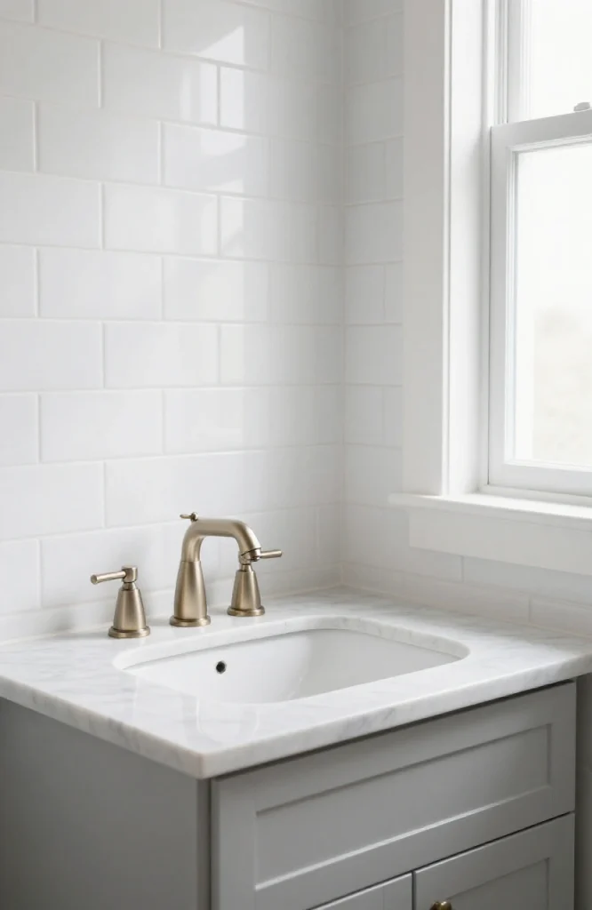 Modern corner sink installation featuring brushed nickel faucet and stainless steel finish in kitchen or bathroom