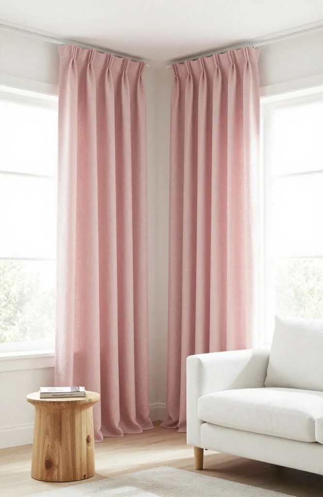 Decorative curtains hung on interior walls as a paint-free wall decoration method