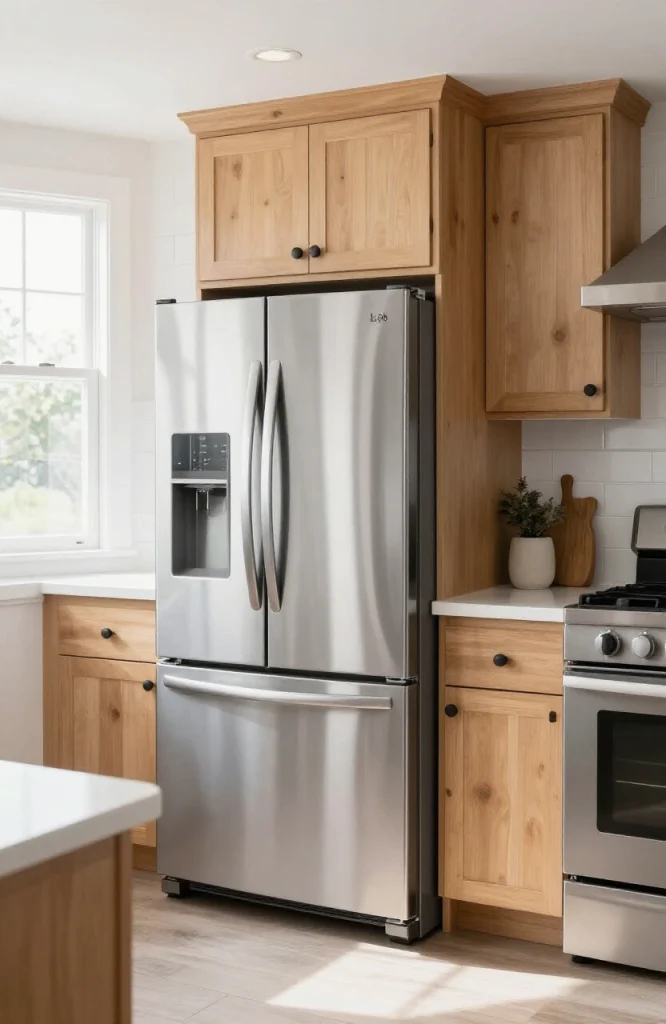 Modern kitchen with matching stainless steel refrigerator, range, and dishwasher creating cohesive appliance design