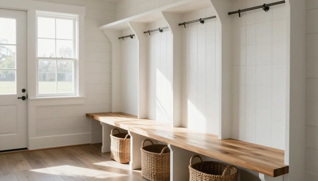 Collage of 28 DIY bench backrest designs featuring wood frames, upholstered cushions, metal supports, and rustic outdoor seat