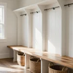 Collage of 28 DIY bench backrest designs featuring wood frames, upholstered cushions, metal supports, and rustic outdoor seat