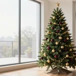 Collection of 22 decorated Christmas trees featuring diverse styles from traditional red and gold to modern minimalist and ru